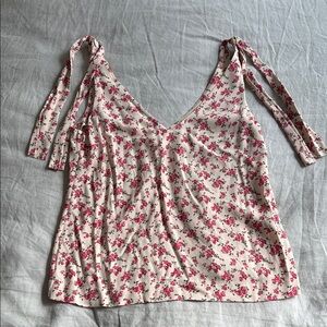 Sezane Beige and Pink Floral Top